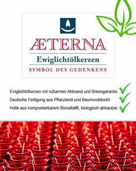 Ölkerzen AETERNA rot, "10Tage" 20 St. im Karton