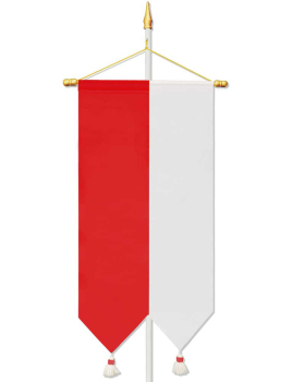Fahne aus Baumwollstoff rot/weiß mit Quasten