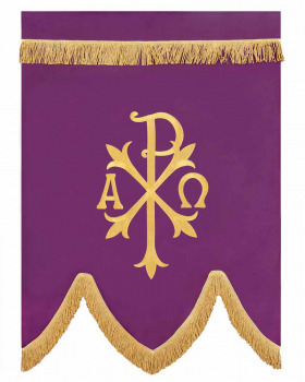 Fahne violett PX und Kreuz