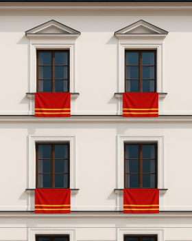 Fenstertuch mit Bindebändchen