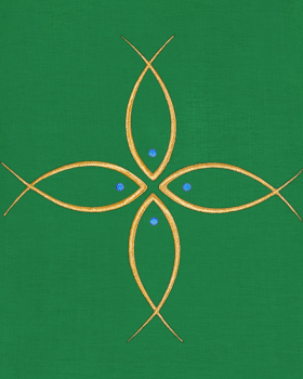 Kasel grün 130 cm, "ICHTHYS" inkl. Innenstola
