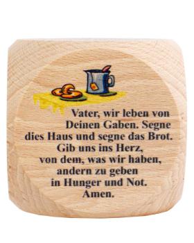 Gebetswürfel Tischgebete   Buche Natur 5,5 x 5,5 cm