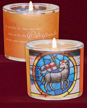 Glaswindlicht 6 cm "Ostern - Zeichen der Hoffnung"