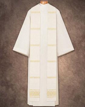 Preview: Priesterstola Beige, Handwebstoff, Streifeneinwebe