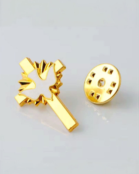 Pin Kreuz 1,5 x 2,5 cm gold eloxiert mit Hl.Geist Email