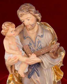 Heiligenfigur Josef mit Kind Figur 30 cm bemalt