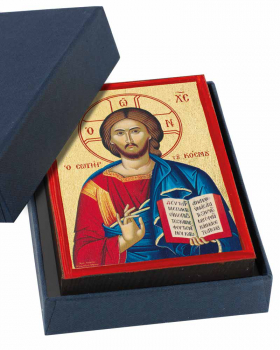 Ikone 7 x 10 cm, Christus Pantokrator mit offenem Buch