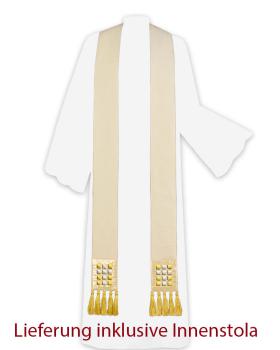 Preview: Kasel gold mit Mittelstab und Innenstola 135 cm