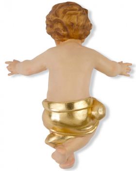Jesukind 20 cm, geschnitzt koloriert mit goldenem Schurz