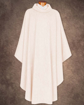 Kasel weiß mit Kragen Paramentenstoff mit Lurex