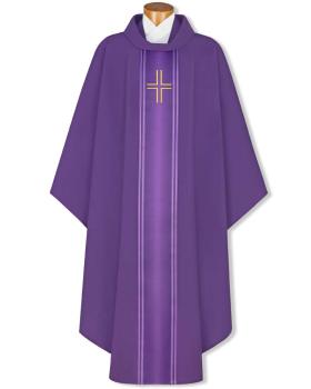 Preview: Kasel violett Mittelstab mit Brustkreuz 130 x 145 cm