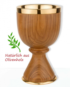 Kelch aus Olivenholz mit Einsatzcuppa 17 cm hoch