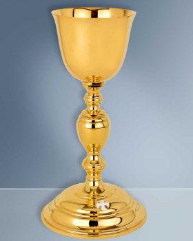Kelch Messing vergoldet 24 cm hoch, Cuppa 9 cm Ø