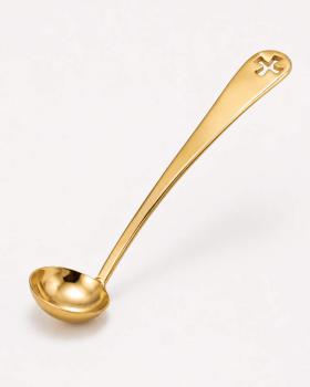 Kelchlöffel Messing vergoldet 11 cm mit Durchbruch