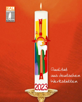 Osterkerze, 600 x 80 mm, mit Lammsymbol