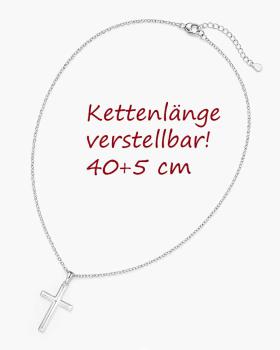 Preview: Kreuzanhänger 20 x 30 mm Sterling Silber mit Kette 40 + 5 cm