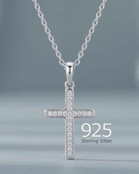Preview: Kreuzanhänger 10 x 15 mm 925 Sterling Silber mit Zirkonia