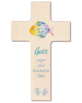 Kinderkreuz aus Holz "Gott segne und beschütze Dich"