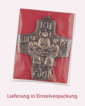 Kommunionkreuz 7,5 x 9,5 cm Abendmahl Bronze