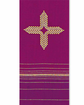 Diakonstola violett mit gesticktem Goldkreuz 140 cm