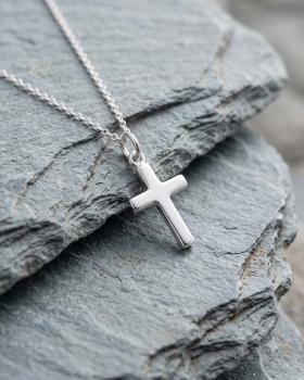 Preview: Kreuzanhänger 9x13 mm 925 Sterling Silber mit Kette