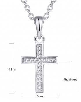Kreuzanhänger 10 x 15 mm 925 Sterling Silber mit Zirkonia
