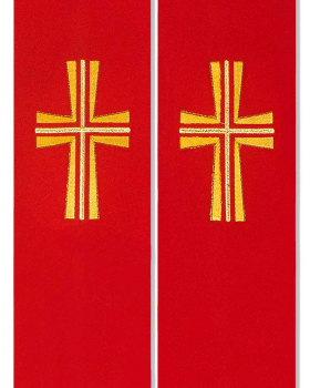 Priesterstola mit gold gestickter Kreuzsymbolik, rot