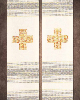 Stola weiß  mit 3-Kreuzen und Lurex 160 cm lang