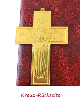Preview: Bischofskreuz 9,1 x 6,7 cm vergoldet mit Kette, im Etui
