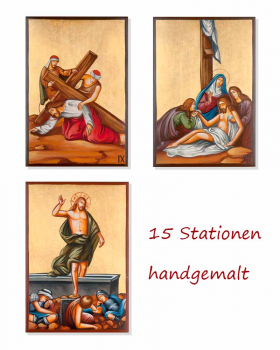 Kreuzweg, 15 Stationen, Ikonendarstellung 21,5 x 32 cm