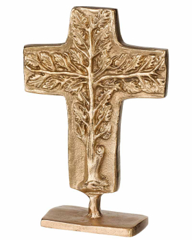 Stehkreuz Lebensbaum, 11 x 7,5 cm, Bronze