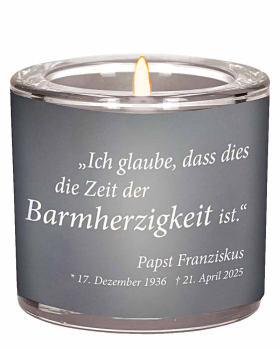 Glaswindlicht 6 cm, "Trauer - Papst Franziskus"