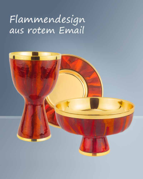 Hostienschale mit rotem Email 10 cm hoch