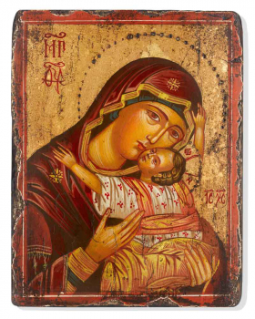 Madonna Glykophilousa handgemalt 14 x 18 cm Ikone