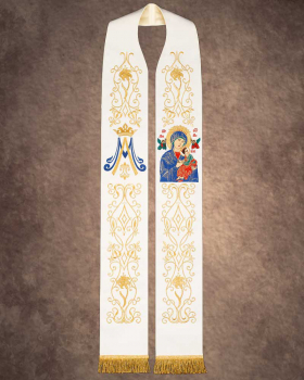Stola Marianisch beige / blau 120 cm lang