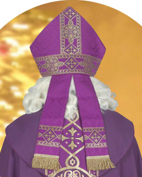 Nikolausmitra aus violettem Damast