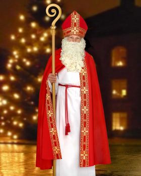 Nikolaus-Rauchmantel rot mit schlichtem Kreuzdekor