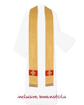 Nikolaus-Rauchmantel gold mit Kreuzsymbol und Olivenzweig