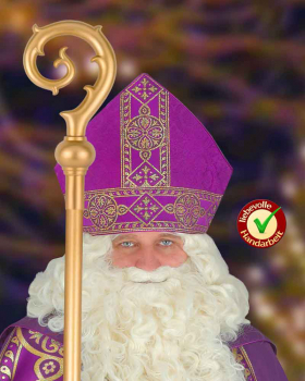 Nikolausmitra aus violettem Damast