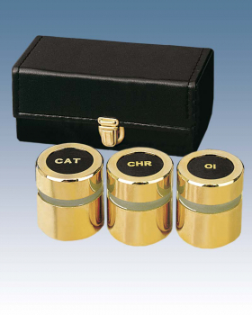 Ölgefäße INF, CAT und CHR, vergoldet