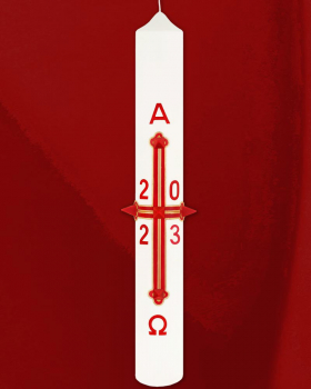 Osterkerze 600/80 mm, Klassik, Kreuz mit Jahreszahl