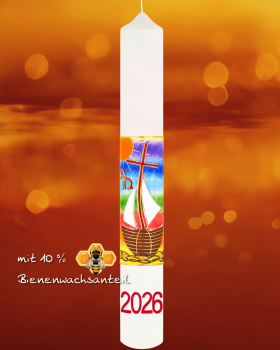 Osterkerze 600 x 80 mm mit Schiff 2024