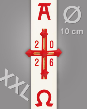 Osterkerze rot/gold mit Jahreszahl 1000/100 mm