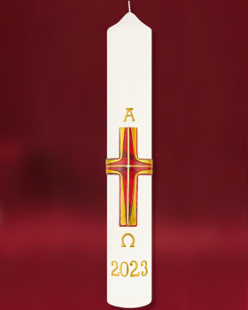 Osterkerze 400 x 60 mm mit Kreuzdekor