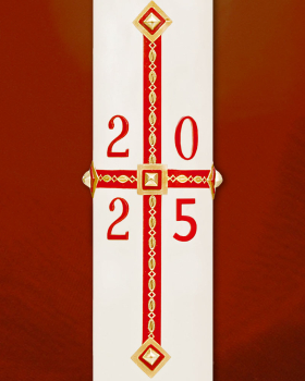 Osterkerze 800 x 80 mm klassisch Kreuz und Nägel