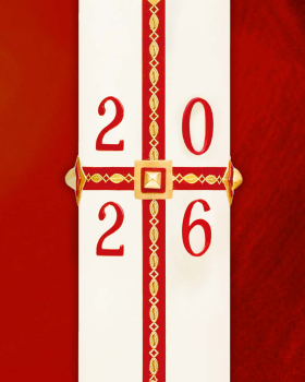 Preview: Osterkerze 800 x 80 mm klassisch Kreuz und Nägel