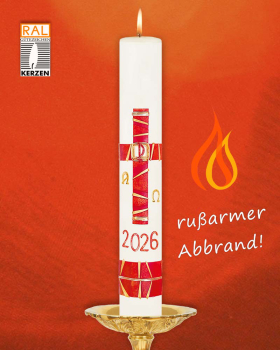 Preview: Osterkerze 800 x 80 mm Reliefkreuz Handarbeit