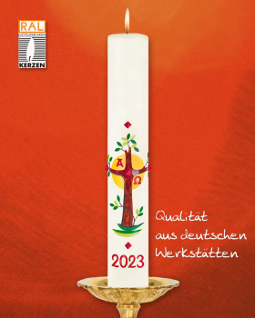 Osterkerze Lebensbaum 800 x 80 mm mit Nägeln
