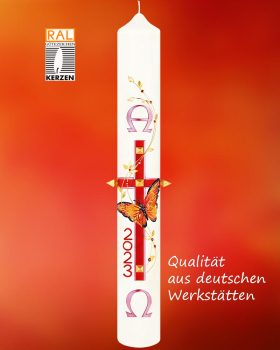 Osterkerze Schmetterling 600 x 80 mm Auferstehung