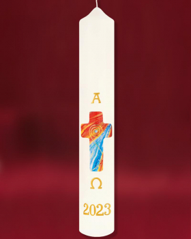 Osterkerze 400 x 60 mm, Quell des Lebens Mosaikkreuz
